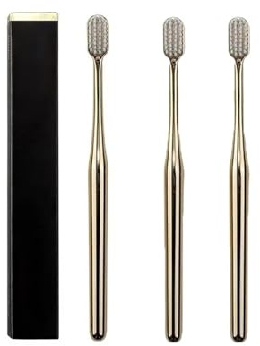 1/3/6 stücke Luxus Weiche Zahnbürste Männer Frauen Erwachsene Zahn Pinsel Galvanisieren Gold Farbe Pinsel Zahnbürsten Anpassbare(Silver)