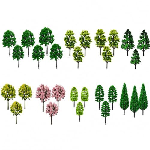 Mailfull Lot de 30 arbres miniatures mixtes et arbustes de 3 à 7 cm pour table à sable, bricolage, modélisme, chemin de fer