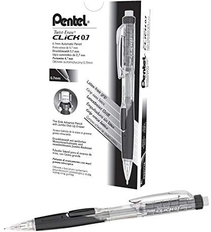 Pentel Twist-Erase CLICK Mechanical Pencil (0.7mm) Assorted Barrel Colors, Color May Vary, Box of 12 (PD277TA)