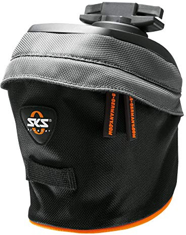 SKS GERMANY Race Bag Fahrradtasche, Fahrradzubehör (Tasche aus wasserabweisendem Gewebe, mit praktischer Rücklichthalterung, Sattel-Befestigung, Verschiedene Größen), Schwarz-Grau