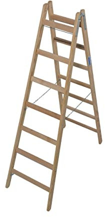 Sprossen-DoppelLeiter, (Holz), Arbeitshöhe 3,31 m,Standhöhe 2 m, Leiternlänge 2,08 m, Gewicht 12 kg