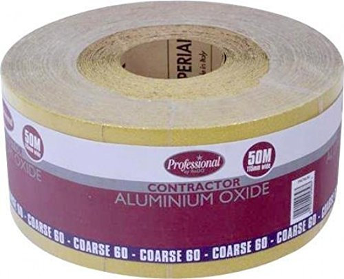 ProDec 50 m Rolle, grob, gelbes Aluminiumoxid-Schleifpapier mit Körnung 60 zum Schleifen von Holz, Farbe, Putz, Spachtelmasse, Metall & mehr; Schleifpapier, kompatibel mit Maschinenschleifern