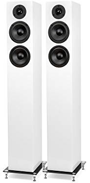Pro-Ject Speaker Box 10, 2-Wege Standlautsprecher mit höhenverstellbarer Lautsprecherbasis und Spikes, 1 Paar, Pianolack (Weiß)