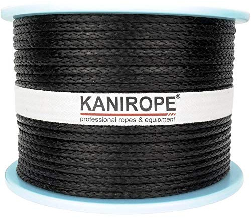 Kanirope® Dyneema SK78 - Cuerda trenzada (4 mm, 100 m, 12 capas, revestida), color negro