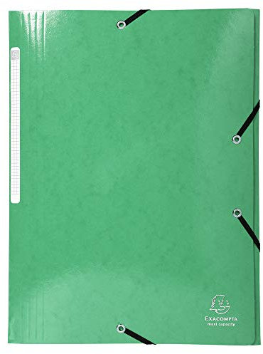Exacompta 55830E Premium Einschlagmappe Iderama. Aus beschichteten Colorspan-Karton DIN A4 mit 2 Gummizügen und 3 Klappen Grün Sammelmappe Dokumentenmappe