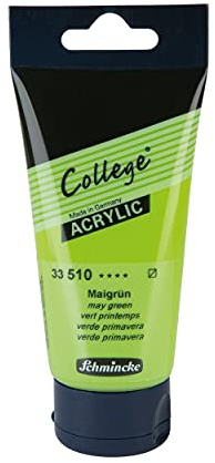 Schmincke - College Acrylic, Maigrün in 75 ml-Tube, 33510013, Acrylfarbe mit Künstler-Pigmenten in hoher Konzentration, deckend und lasierend, lichtecht, seidenmatt