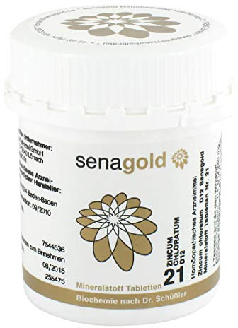 Senagold Schüßler Salz Nr.21 - Zincum chlorat. D12-400 Tabletten, glutenfrei