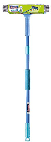 Spontex Teleskop Scheibenreiniger, Glasreiniger, Fenster Gummilippe Plus Schwamm, blau, 25 x 89 x 5 cm