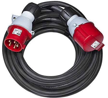 Brennenstuhl Rallonge électrique CEE 10m de câble (IP44, 32A/415V, 5 pôles, Fabrication Française) Noire 1167971 Rouge