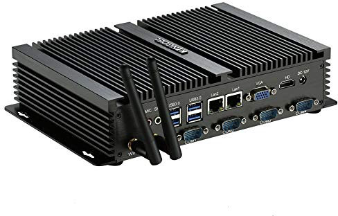 KINGDEL Nettop, Fanless Mini Desktop Computer with Celeron 1037U Dual Core CPU, 8GB RAM, 64GB SSD, HD Graphics, 2*LAN, 4*COM RS232, HD, 4*USB 3.0 W-11 Pro