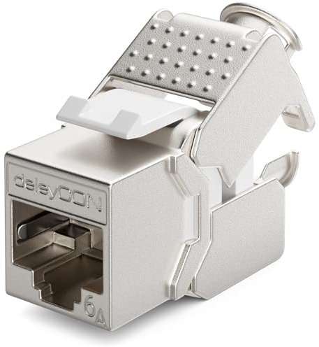 deleyCON 1x Módulo Keystone CAT 6a Jack STP Completamente Blindado Toma RJ45 Instalación Montaje Snap-IN 500Mhz 10GBit/s