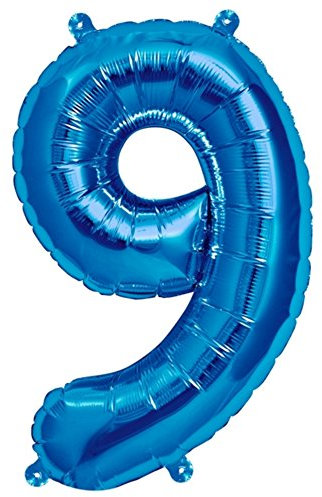 ballonfritz® Ballon Zahl 9 in Blau - XXL 40/102cm - Folienballons für Luft oder Helium als Geburtstag, Jubiläum, Hochzeit oder Abschluss Geschenk, Party Dekoration oder Überraschung