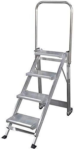 KTL Taburete-Escalera Industrial de Aluminio Plegable 4 peldaños con barandilla Serie k-Fold