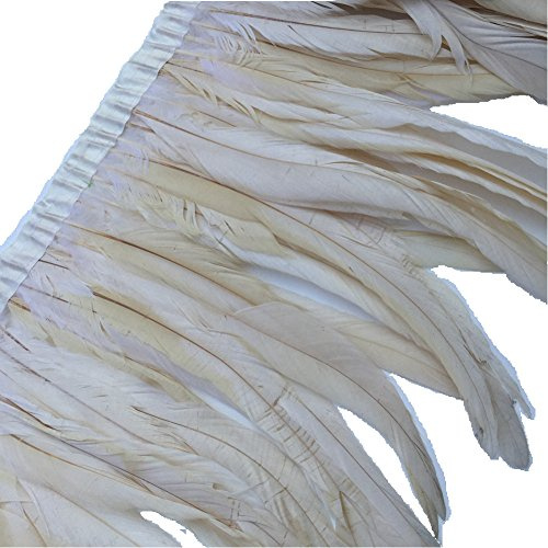 Sowder Rooster Hackle Feather Fringe Trim 10-12inch in Width Pack of 1 Yard(Ivory)
