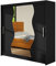 Kleiderschrank mit Spiegel Begas, Schwebetürenschrank, Schiebetürenschrank, Modernes Schlafzimmerschrank, Garderobe, Schlafzimmer (Schwarz)