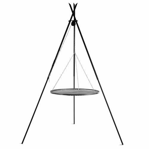 CookKing Schwenkgrill Grill Tripod Dreibeingrill 220cm mit Grillrost 70cm Ǿ Stahl