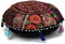 DK Homewares Ethnisch Baumwolle bodenkissen bezug abnehmbar 45x45 Runde Sitzkissen Bohemian Schwarz Patchwork Gestickt Wohnkultur Rund Vintage Orientalische Sitzkissen - 18x18 Inch