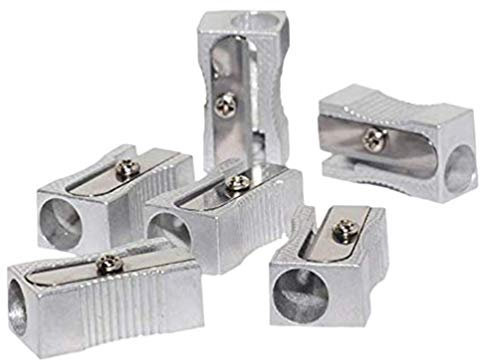 NUOBESTY Einloch Bleistiftspitzer Anspitzer Manuelle Metall Ein Loch Anspitzer FüR Die Meisten GrößEnstifte Silber Metallkeil- FüR Erwachsene Bleistifte Kinder Schulen BüRos 10Pcs