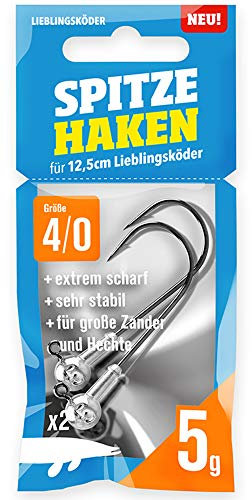 Lieblingsköder Spitze Haken Gr. 4/0 Jigköpfe - 2 Jighaken, Gewicht:5g