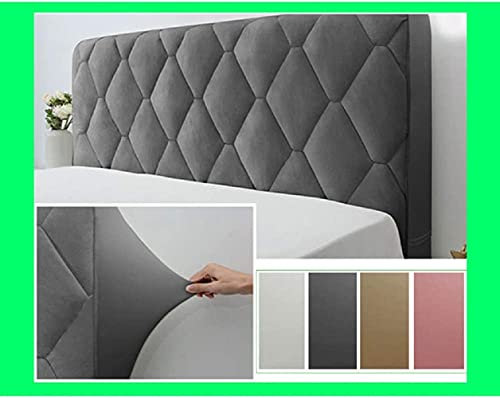 Bettkopfteil Hussen, Bett Kopfteil Bezug Staubdichte Dehnbare Kopfteilbezug Verdicken Gesteppt Einfarbig Baumwolle Kopfbedeckungen Abdeckung Schutzhülle,Grau,190cm(75inch)
