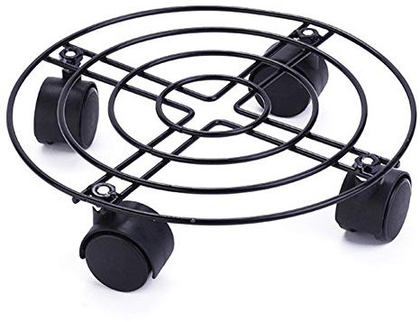 Support de Pot de Fleur en métal, Support de Pot de Fleur Support de Plante en Fer Caddy Rond Pot de Plante en Pot de Jardin avec Roue, Support de Pot de Fleur sur roulettes Dolly sur Roues