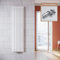 ELEGANT Radiateur vertical Design blanc 1800x472mm avec multibloc chromé, thermostat, radiateur tubulaire double couche, radiateur de salle de bain raccord central