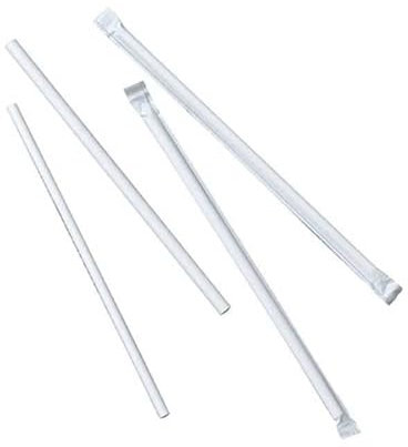 Paille en Carton Blanc Emballée - Ø 6 x 197 mm - Lot de 500