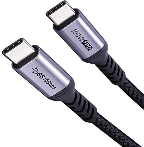 SUMPK Câble USB C vers USB C 100 W, câble de type C 3.1 Gen 2, transfert de données haute vitesse de 10 Gbit/s, 20 V5 A, charge rapide, sortie vidéo 4K @ 60 Hz, compatible avec Samsung Galaxy T5,