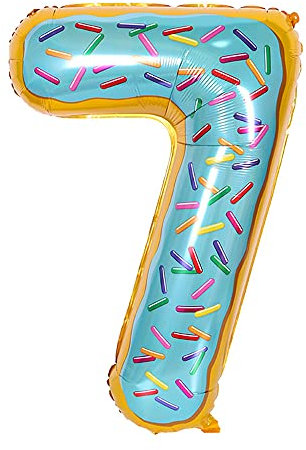 ANCLLO 81,3 cm Donut-Luftballon, Geburtstags-Folienballon, Party-Dekoration, Helium, Mylar, digitale Luftballons, Donuts (Nummer 7)