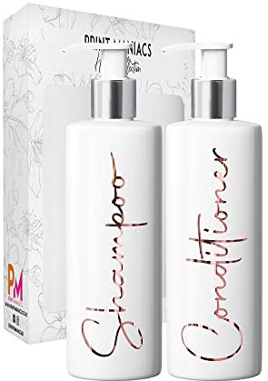 Print Maniacs Mrs Hinch Inspired White Personalised Dispenser Pump Bottles Shampoo Conditioner 2 Set F2 (Rose Gold)