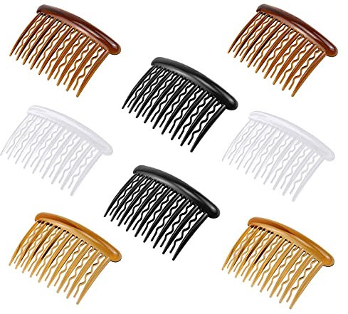 Zähne Haarspange Kämme Haare Seite Kamm Kunststoff Haarkamm Haarkamm Haarschmuck Einsteckkamm Kunststoff Haarspange Kämme Haar Kamm Seiten Haarkamm Damen für Feines Haar Und Brautschleier 8 Stücke