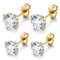 day.berlin Ohrstecker White in Gold 18k vergoldet, 4er Set Damen Ohrringe mit 6mm + 8mm Zirkonia Kristallen, 316L Premium Edelstahl, nickelfrei und wasserfest