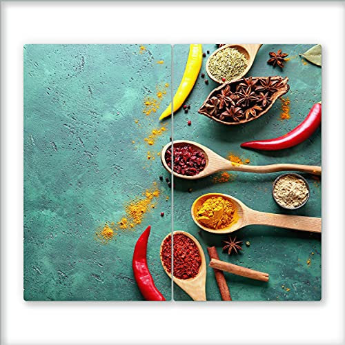 Canvas Fly 60x52 Glas-Herdabdeckplatte für Induktions- & Cerankochfeld, 2-teilig, Universale Küchenarbeitsplatte, Schneidebrett & Kochplatte-Abdeckung Rutschfest, Glasplatte inkl. Silikonnoppen (12)