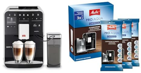 Melitta Caffeo Barista TS Smart F850-102, Kaffeevollautomat mit Milchbehälter, Schwarz & 224562 Filterpatrone für Kaffeevollautomaten | 3x Pro Aqua | Vorbeugung von Verkalkung |3 Patronen