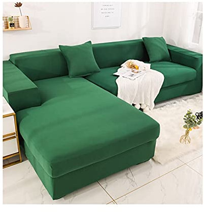 Daesar Couchbezug Eckcouch 3 Sitzer, Überwurf Sofa XL Polyester L Form Dunkelgrün Sofabezug Wasserdicht 190-230