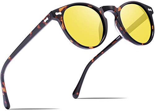 Carfia Rétro Lunette de Soleil Homme Polarisée UV400 Protection pour la Conduite en Voyage