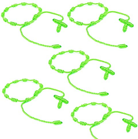 HJYZY 10 pezzi Pulsera Decenario annodato con croce intrecciata, bracciale regolabile a croce con rosario – diversi colori adatti per uomini e donne, Nylon