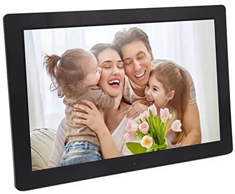 Garsent Digitaler 15-Zoll-HD-Fotorahmen, 1080P-Share-Fotorahmen, Intelligente Fernbedienung, Hintergrundmusik, Bildvorschau und Diashow, Unterstützung für 32G-Erweiterung(EU)