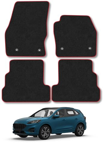 Fits Ford Kuga (2016-2020) Carpet Car Mats | Red Edge Trim Tailored Fit Floor Mats Full Coverage Protection Accessories Easy Clean Anti Slip Made in the UK