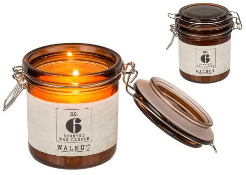 Out of the blue Duftkerze (Walnuss) im Einmachglas mit Bügelverschluss,