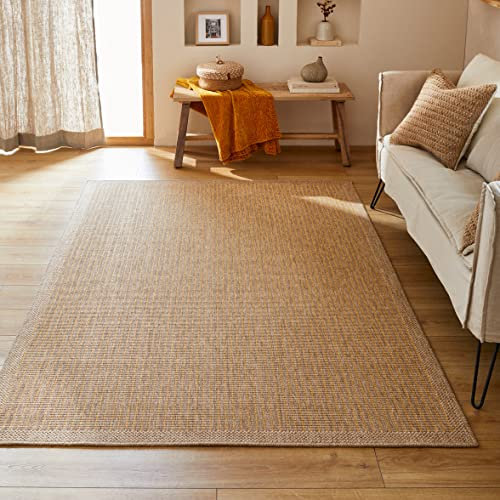 Naturteppich, Naturteppich, Böhmischer Teppich, Jute-Look, Teppich Wohnzimmer, Schlafzimmer, Flur, Outdoor-Teppich, Naturfarbe (8876 Gelb, 60 x 90 cm)