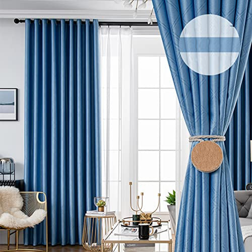 1 Panneaux Occultant Rideaux, Thermique Isolan Rideaux Texture Rhombique Design Isolation Rayon UV Oeillets Rideaux Anti Bruit pour Moderne Salon Et Chambre,1,W4 x H2.7m