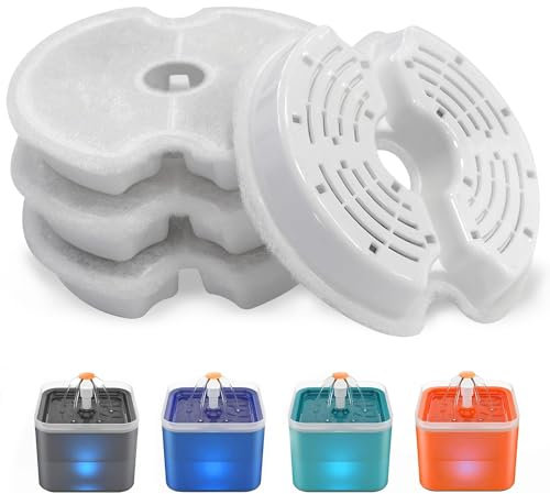 PewinGo Filtres de Fontaine a Eau Chat 4 Pieces, Original Le Remplacement Filtres de Distributeur Eau Chat, Répond aux Besoins de Remplacement de 2 à 4 Mois