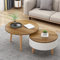 Beistelltisch, moderner Couchtisch, runder Couchtisch mit verstecktem Stauraum, Couchtisch aus Holz, einfach zu montieren, Nussbaumfarbe
