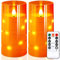 NURADA 3x6Flickering Flameless Candles: Built-in Star String Lights 3D Wick Battery Operated LED Pillar Candles with Remote and Timer for Halloween Fall Decorations - Orange