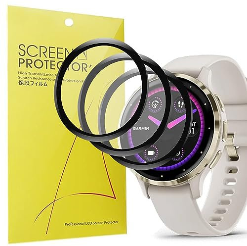 Blueshaweu Lot de 3 films de protection d'écran compatibles avec Garmin Venu 3S Smartwatch 1,2, HD transparent et flexible en TPU (noir)