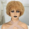 Fereowth Kurze Afro Lockige Perücke mit Pony Braun Echthaar Perücken Damen Short Afro Kinky Curly Human Hair Wig with Bangs for Women Echthaar Perücken (1B/30)
