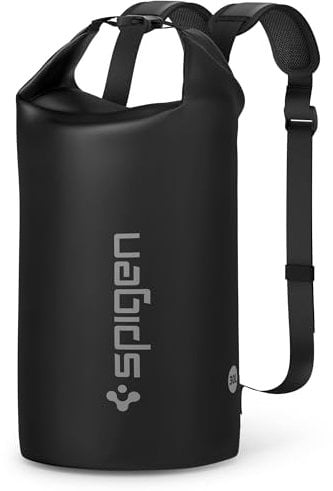 Spigen Dry Bag 30L [Aqua Shield] wasserdichte Tasche & wasserfester Rucksack für Strand, Schwimmen, Camping, Kajakfahren, Bootfahren - Schwarz