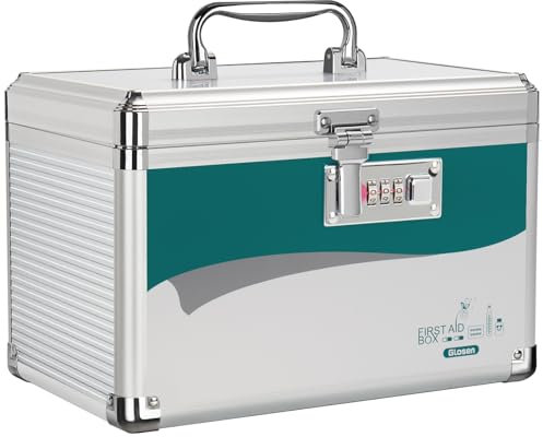 Glosen Medizinschlossbox mit Zahlenschloss, Medikamenten-Aufbewahrungsbox, medizinischer Organizer, abschließbare Box mit Code, 25,4 x 17,9 x 17,9 cm, Größe S: