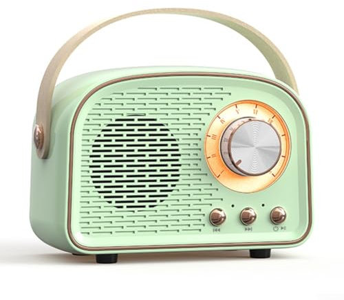 Retro-Bluetooth-Lautsprecher, Radio, Vintage-Lautsprecher mit FM-Radio, tragbarer kabelloser Lautsprecher für Zuhause, Geschenk/Dekoration (grünes Gras), 802SNY35B8V9491X0125J6399R98